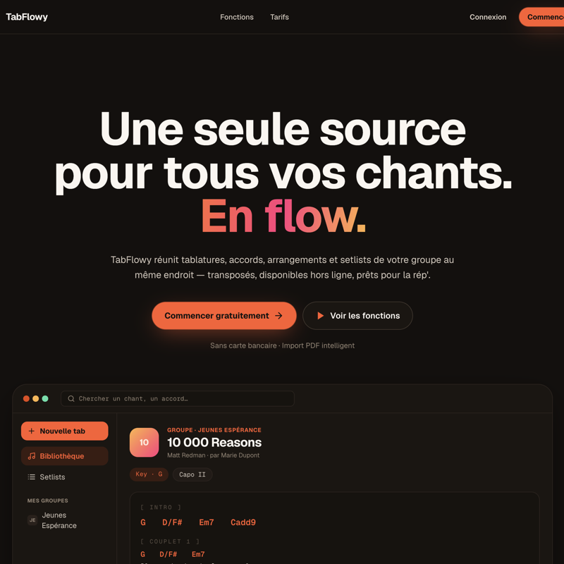 Capture du projet TabFlowy